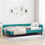 vidaXL Hoekbedframe Turquoise 100 cm x 200 cm VelvetenPlywood
