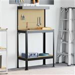 vidaXL Werkbanken met plank Zwart 81 x 41 x 145 cm Bewerkt hout