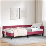 vidaXL Hoekbedframe met hoofdeinde Wijnrood 90 cm x 190 cm Fluweel