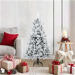 vidaXL Kunst Kerstboom met Geveerde Takken, Sneeuw Bedekt Wit 120 cm