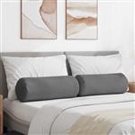 vidaXL Bolster Kussens 2 stuks Donkergrijs Ø 25 x 70 cm Microvezel Stof