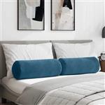 vidaXL Bolster Kussens 2 stuks Blauw Ø 25 x 70 cm Cordstof