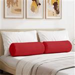 vidaXL Bolster Kussens 2 stuks Rood Ø 25 x 70 cm Stof