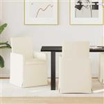 vidaXL Eettafelstoelen met wielen 2 pcs Beige 57 x 67 x 95 cm Linnen