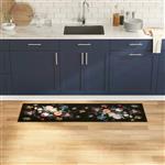 vidaXL Keuken Vloerkleed Zwart 150 x 45 cm Fluweel