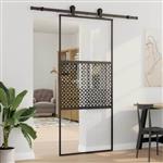 vidaXL Glazen deur Fretwerk Zwart 90 x 2 x 205 cm Aluminium