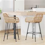 vidaXL Barkruk 2 pcs Naturel 55 x 52 x 92 cm Riet en IJzer