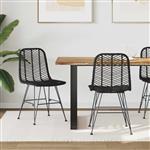 vidaXL Eetkamerstoel 2 pcs Zwart 44 x 47 x 85 cm Riet en IJzer