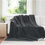 vidaXL Gooi Deken Donkergrijs 240 x 270 cm Fleece