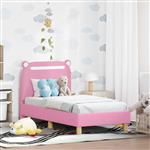 vidaXL Peuterbedframe met hoofdbord Roze 70 x 140 cm Stof