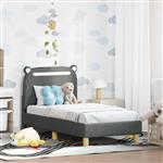 vidaXL Peuterbedframe met hoofdbord Donkergrijs 70 x 140 cm Stof