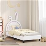 vidaXL Bedframe voor kinderen met hoofdbord Wit 80 x 160 cm PU