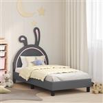 vidaXL Bedframe voor kinderen met hoofdbord Lichtgrijs 80 x 160 cm PU