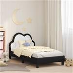 vidaXL Bedframe voor kinderen met hoofdbord Zwart 80 x 160 cm PU