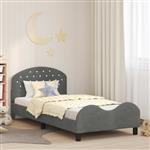 vidaXL Bedframe voor kinderen met hoofdbord Donkergrijs 90 x 190 cm