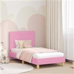vidaXL Bedframe voor kinderen met hoofdbord Roze 80 x 160 cm Stof