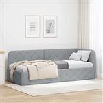 vidaXL Hoekbedframe met hoofdeinde Lichtgrijs 80 x 200 cm Stof