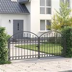 vidaXL Hekpoort met slot Grijs 301 x 175,5 cm Staal