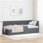 vidaXL Hoekbedframe met hoofdeinde Donkergrijs 80 cm x 200 cm Fluweel