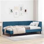 vidaXL Hoekbedframe met hoofdeinde Blauw 90 cm x 190 cm Fluweel