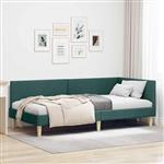 vidaXL Hoekbedframe Donkergroen 80 cm x 200 cm Stof en multiplex