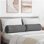 vidaXL Bolster Kussens 2 stuks Donkergrijs Ø 25 x 70 cm Stof