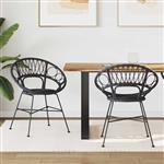 vidaXL Eetkamerstoel 2 pcs Zwart 49 x 51 x 81 cm Riet en IJzer
