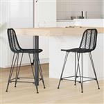 vidaXL Barkruk 2 pcs Zwart 44,5 x 54,5 x 97,5 cm Riet en IJzer