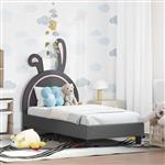 vidaXL Peuterbedframe met hoofdbord Lichtgrijs 70 x 140 cm PU