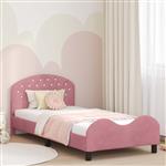 vidaXL Bedframe voor kinderen met hoofdbord Roze 90 x 200 cm Fluweel