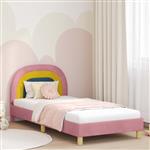 vidaXL Bedframe voor kinderen met hoofdbord Roze 90 x 190 cm Fluweel