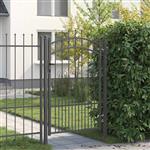 vidaXL Hekpoort met Spear Boven met slot Grijs 103 x 200 cm Staal