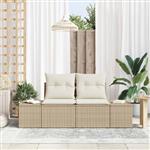 vidaXL Tuinbank met kussen Beige 184 x 62 x 69 cm poly rattan