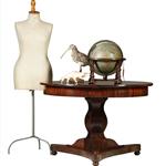 Eetkamertafel rond uitschuifbaar tot 2.16 m. op kolompoot ca 1820 (No.361875)