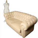 Vintage Chesterfield bank 2,5 Seater creme soft seat (No.331537)