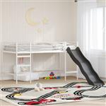 vidaXL Kinder loft bedframe met glijbaan Wit en Antraciet 107 x 200 cm