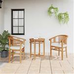 vidaXL Stoel met kussen 2 pcs Bruin 63 x 58 x 89 cm Massief Teakhout