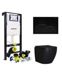 Toiletset Plieger Frame By Geberit met Mudo randloos Toilet Mat Zwart en Softclose Zitting