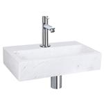 Fonteinset Differnz Flat Marmer 38x24x8 cm Wit Met Rechte Kraan Chroom