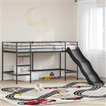 vidaXL Kinder loft bedframe met glijbaan Zwart en Anthraciet
