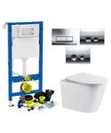 Geberit up100 Toiletset | Sanilux Turbo Flush | Wandcloset | Wit | Delta Drukplaat