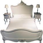 Stel van 2 wit gelakte nachtkastjes met ledikant Frankrijk ca 1880 (No.332455)