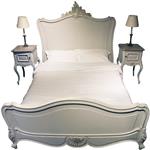 Stel van 2 wit gelakte nachtkastjes met ledikant Frankrijk ca 1880 (No.332455)