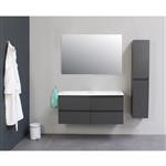 Badkamermeubel Boss & Wessing Pepper Acryl Wastafel Incl Spiegel Zonder Kraangat 120x55x46 cm Antrac