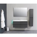 Badkamermeubel BWS Pepper Wastafel Acryl Incl Spiegelkast 2 Deurs Zonder Kraangat 120x55x46 cm Antra