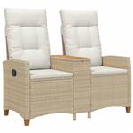 vidaXL Ligbank met tafel Beige en Crème Wit 126 x 65 x 112 cm