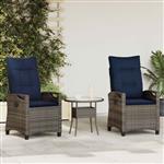 vidaXL Tuinstoel 2 pcs grijs en marineblauw 56 x 60 x 112 cm