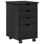 vidaXL Rolling Kast met wiel Zwart 34 x 39 x 56 cm Massief Vurenhout