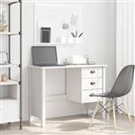 vidaXL Bureau met lades Wit 100 x 45 x 74 cm Massief Vurenhout