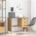 vidaXL Bureau met lades Honingbruin 100 x 45 x 74 cm Massief Vurenhout